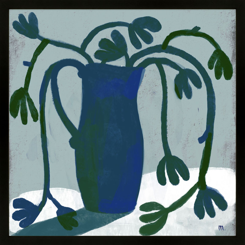 Green Floral Painting by StudioM, Black, 44" H x 44" W x 1.25" D