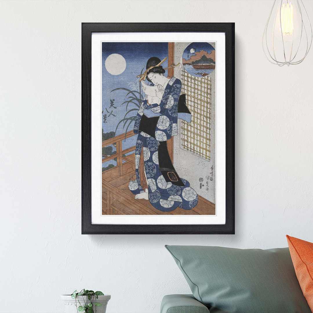 Autumn Moon over Miho by Utagawa Kunisada - Framed Print