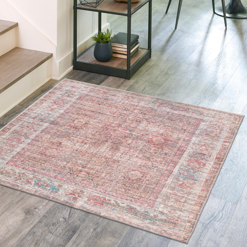 Engen Washable Oriental Indoor Rug, Square 5'3" x 5'3"