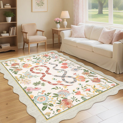 Tapis festonné moderne antidérapant Farmhouse Floral