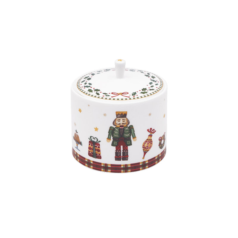 Festive Nutcracker Fine Bone China Sugar Bowl and Creamer Set