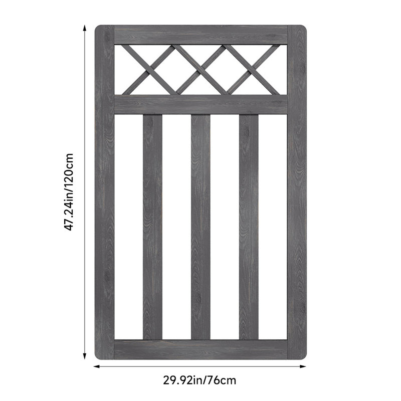 Solid Wood Gate, 120 cm H x 76 cm W x 3 cm D, Grey