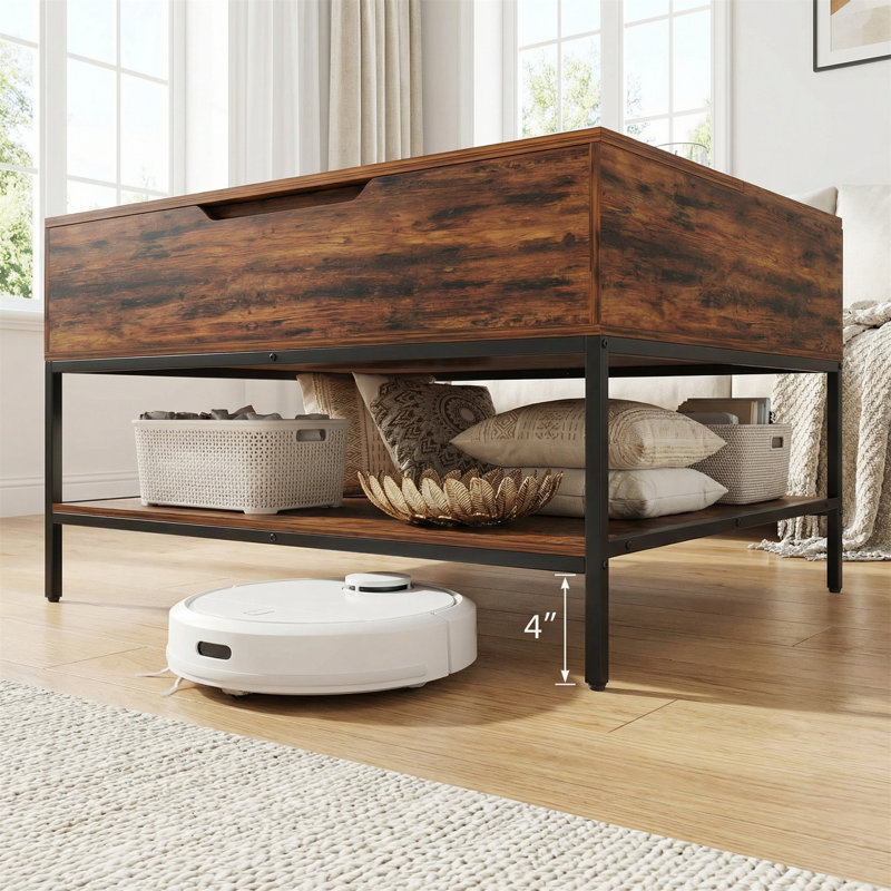 Table basse de rangement rabattable de 31,5 po avec structure en métal robuste