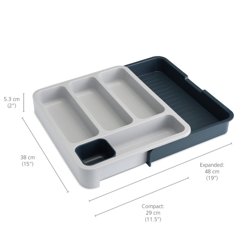 Joseph Joseph DrawerStore Expandable Silverware Tray, Grey / Grey
