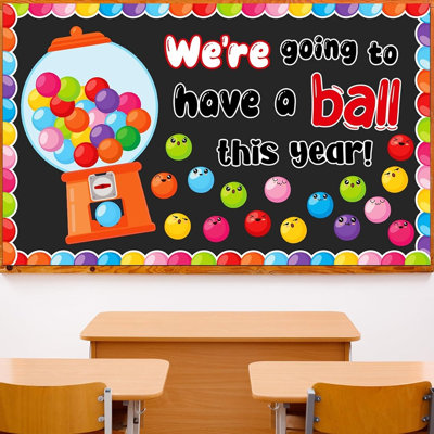 Back To School Gumball Bulletin Board Decor – Colorful Bubble Classroom Decoration Set, Welcome Board Display (orange Theme)