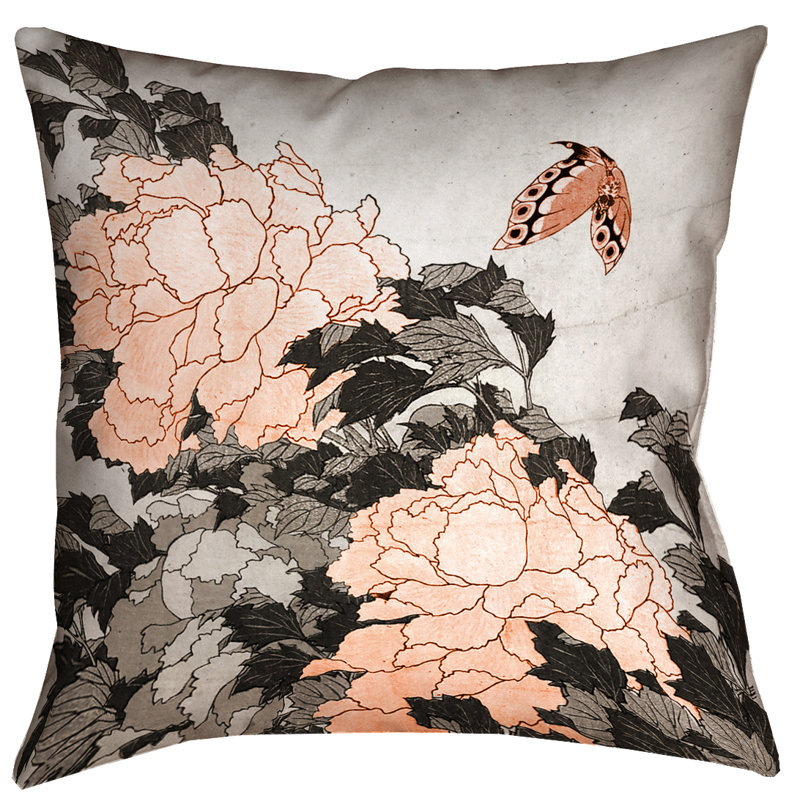 Coussin Katsushika Hokusai, 18 po x 18 po, Orange