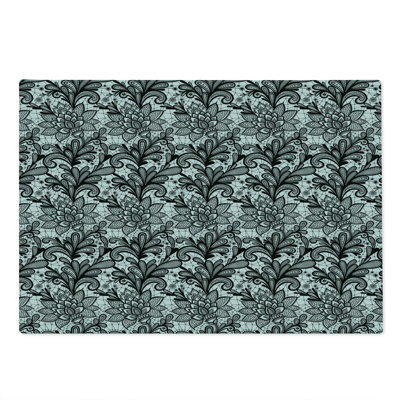 Ambesonne Leaf Cutting Board Large Vintage Lace Style Gothic Black White