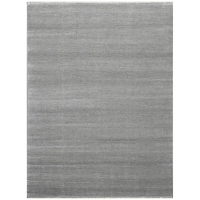 High-Quality Hand-Knotted Silver And Black Area Rug