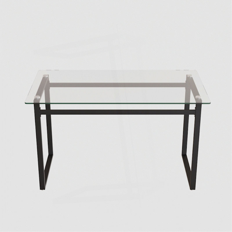51" Modern Minimalist Rectangular Glass Dining Table For 4-6 With 0.31" Tempered Glass Tabletop And Black Chrome Metal Legs, Writing Table Desk, For Kitchen Dining Living Room (0 Damage)