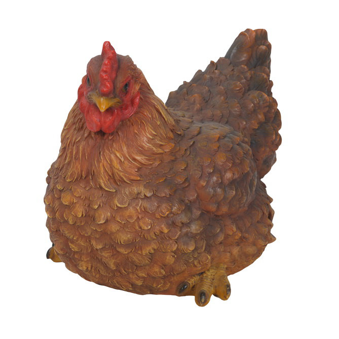 Life-Like Brown Polyresin Squatting Hen Garden Statue