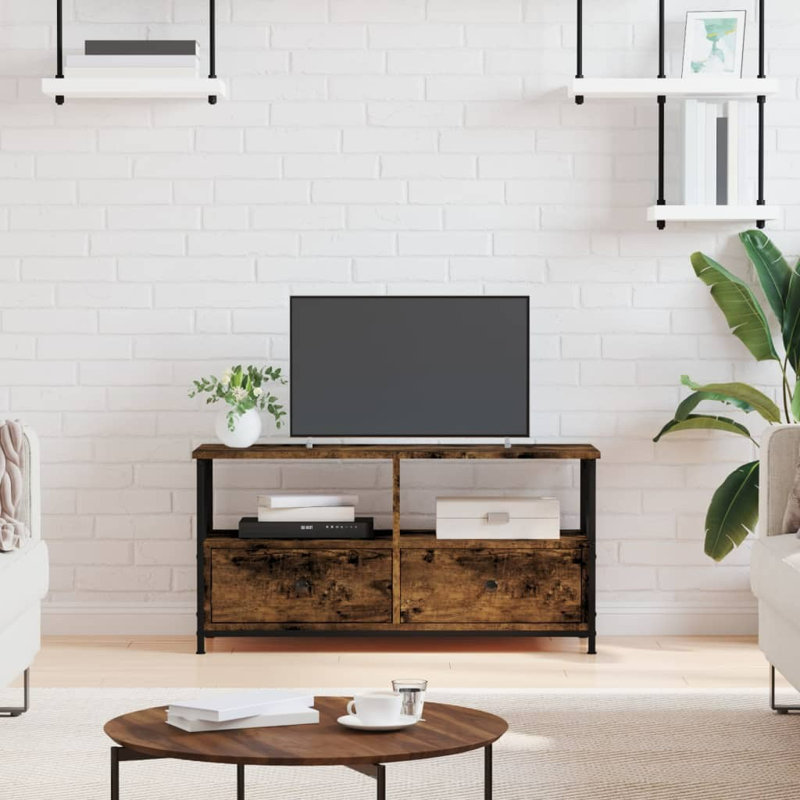 Sireci Unfinished TV Stand for TVs up to 40", Smoked Oak