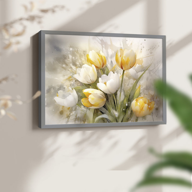 Série florale-CLIX - impression encadrée - réarmable, H 11 po x l 14 po, Gris