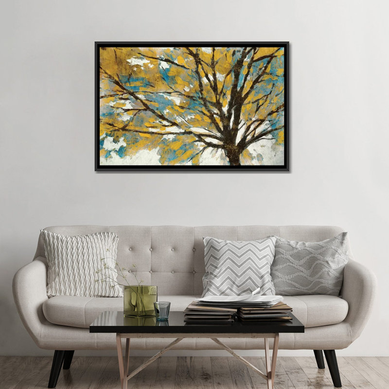«Soleil», reproduction sur toile, H 18 po x l 26 po x P 1,5 po, Toile avec cadre noir, Pas de tapis