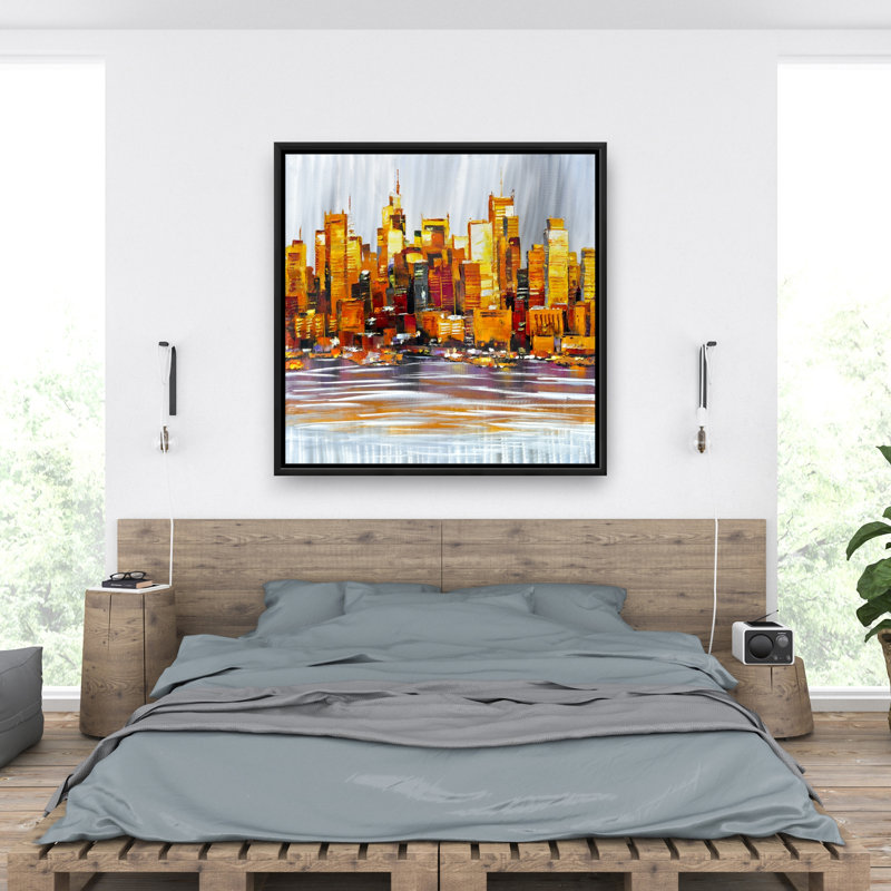 Bâtiments orange - Toile encadrée pour un décor de chambre à coucher élégant