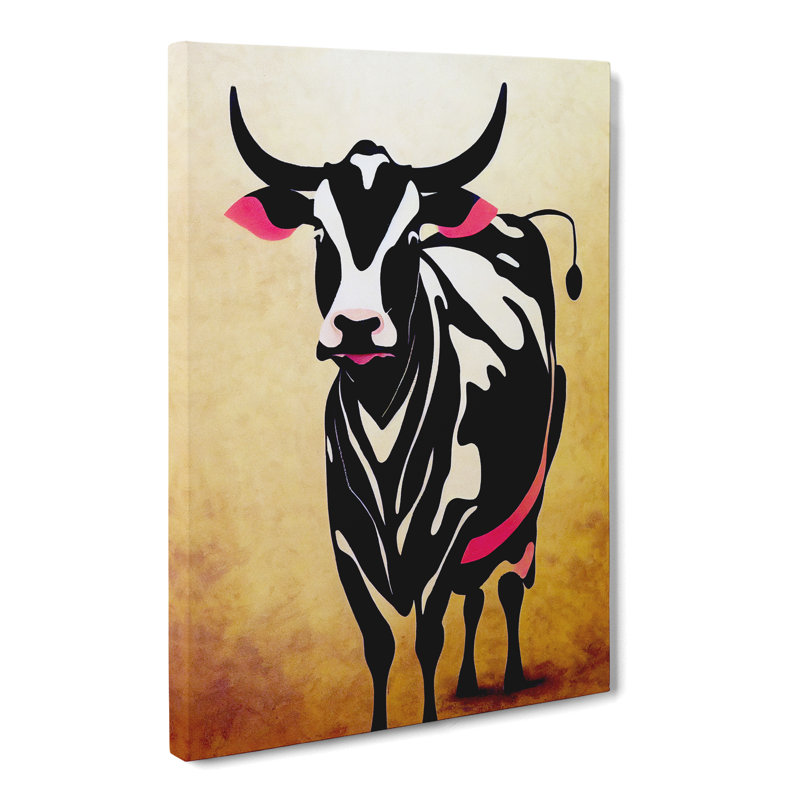 Cow Retro Style - Wrapped Canvas, 50cm H x 35cm W x 3cm D