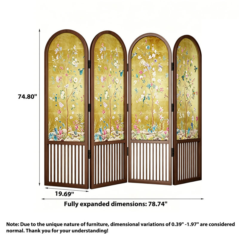 Paravent mobile français, H 74,8 po x l 78,74 po x P 1,18 po
