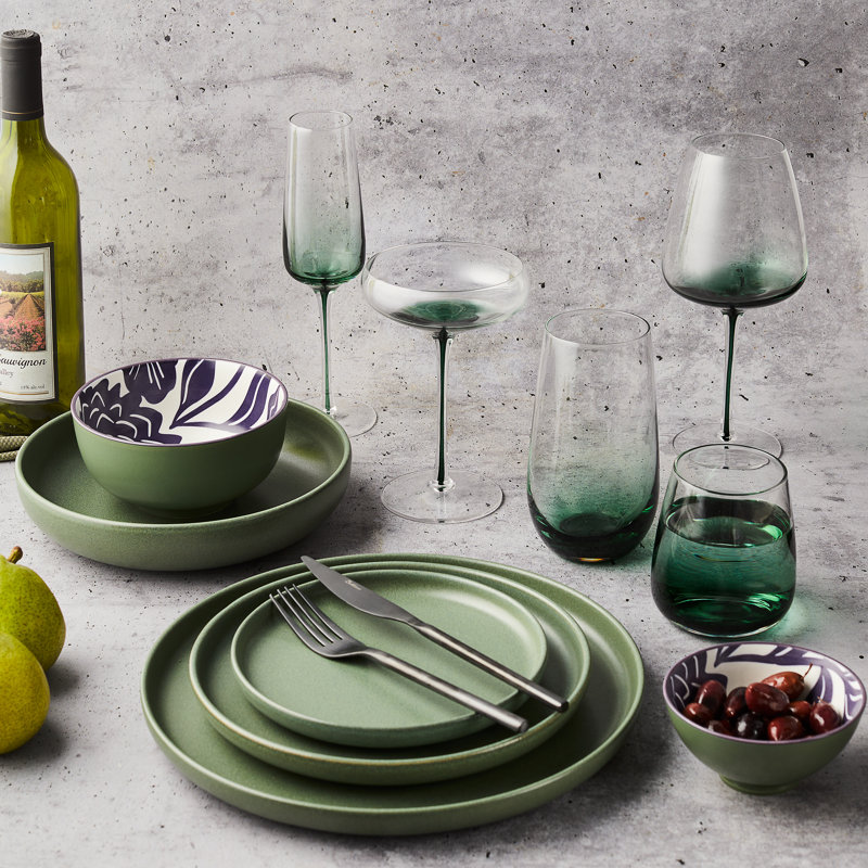 Flûte en verre émeraude Gem 7 oz, Vert/transparent