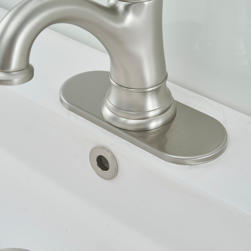 Single-handle Bathroom Faucet with Drain Assembly, Brushed Nickel