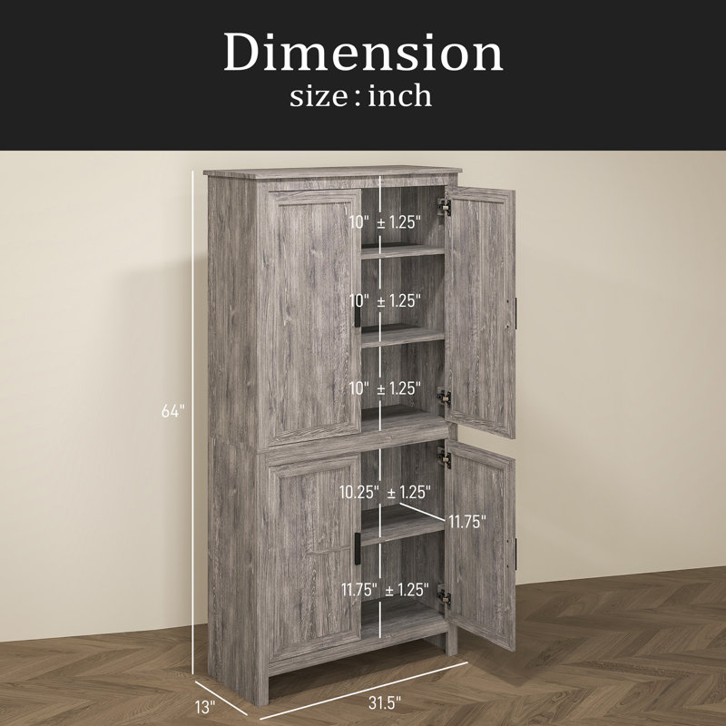 Armoire de rangement spacieuse et autoportante, garde-manger, pour la maison, Gris