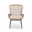 Ensemble de 2 chaises d'appoint d'extérieur, tissu blanc, faux rotin brun, noir