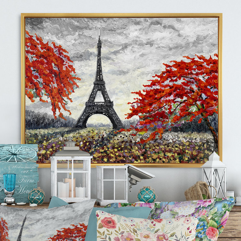 «Paris Eiffel Tower In Beau Fitul Summer V», reproduction sur toile flottante, H 30 po x l 40 po x P 1,5 po