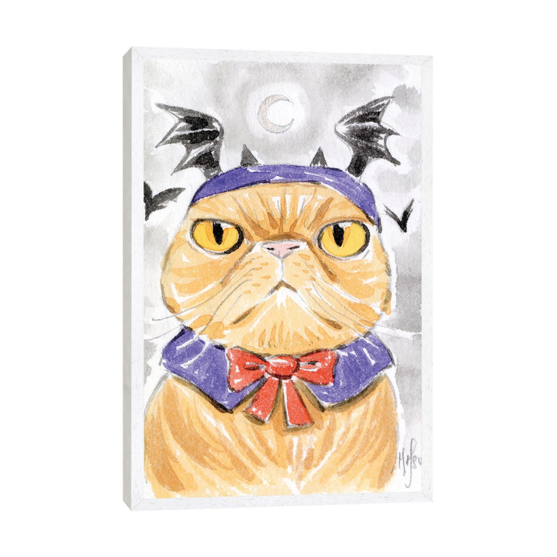 Cat - Dracula by Martin Hsu - Painting on Canvas, White Framed, 101.6 cm H x 66.04 cm W