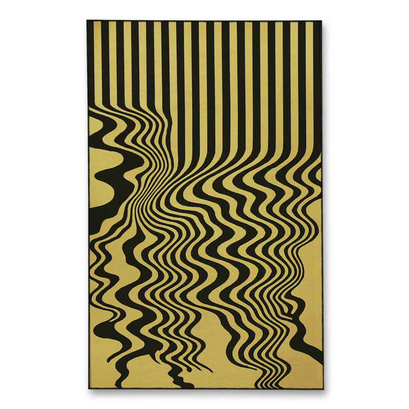 Tapis vert tissé à rayures Mosso, 6'7" x 9'10"