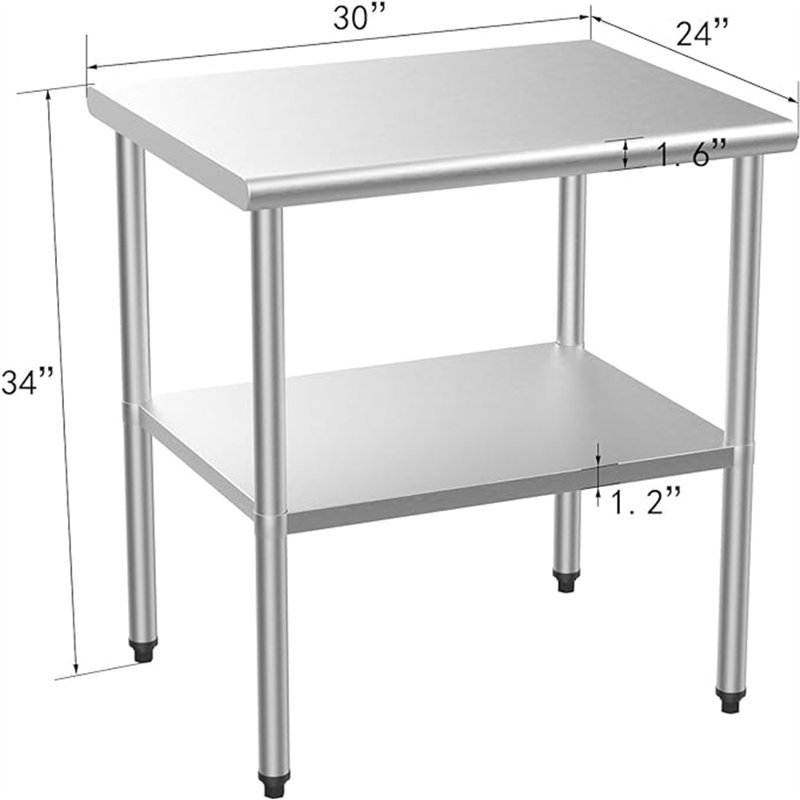 Postes de préparation en acier inoxydable l 24 po x H 34 po Winado, H 34 po x l 30 po x P 24 po