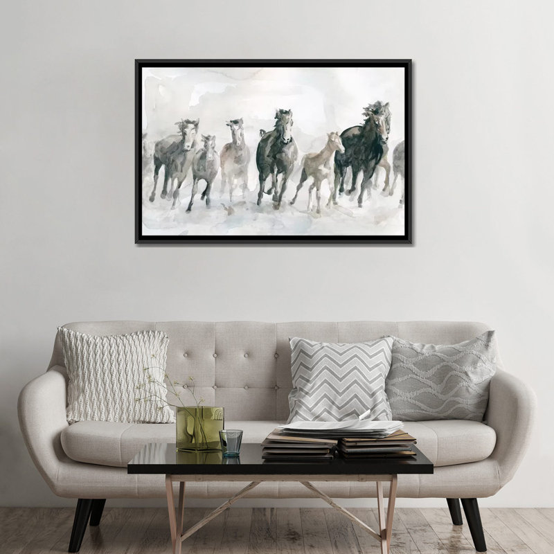 «Run Wild» par Carol Robinson - reproduction, Pas de tapis, H 32 po x l 48 po x 1,5 po, Toile avec cadre noir