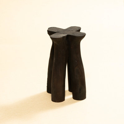 Med Wood Pedestar Burned Dia 17" & H 11" by Wrought Studio