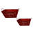 Set Of 2 Red Rectangular Metal With Holiday Cheer And Stars Pattern Baskets
