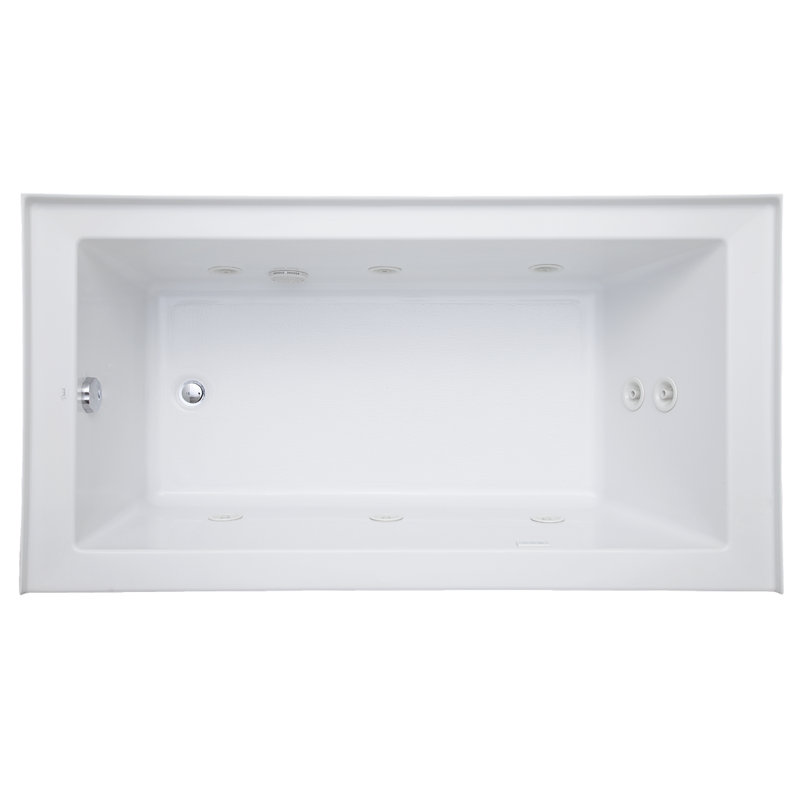 Signature Hardware 60" x 32" Sitka Acrylic Alcove Whirlpool Tub Left Drain, Center-Front
