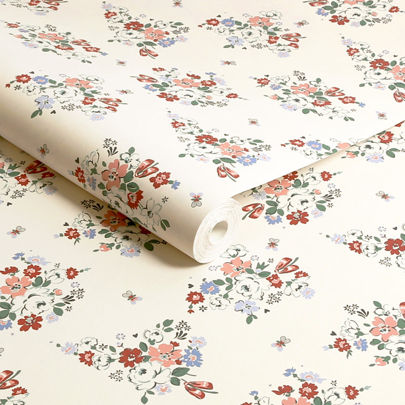 Vassaux Clifton floral rose, Crème