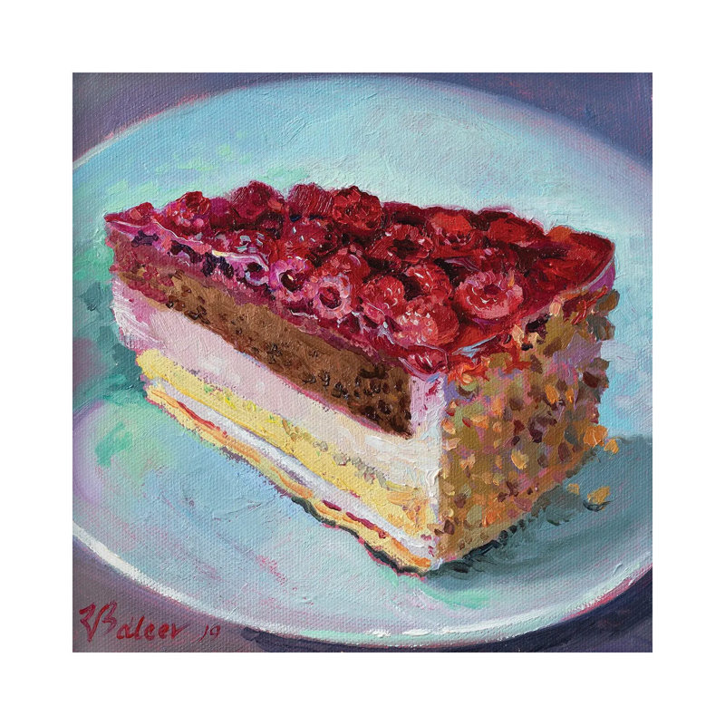 Slice Of Raspberry Pie by Katharina Valeeva - Wrapped Canvas Painting, 66.04 cm H x 66.04 cm W x 1.91 cm D