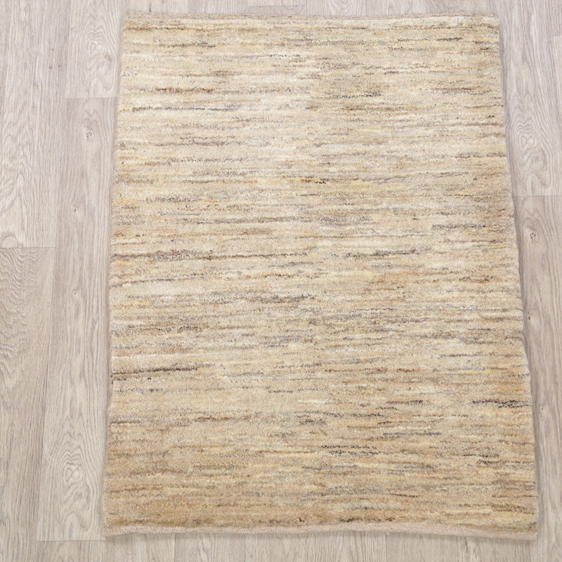 Tapis en laine beige 2 pi 11 po x 3 pi 11 po one-of-kind main noué la Alida
