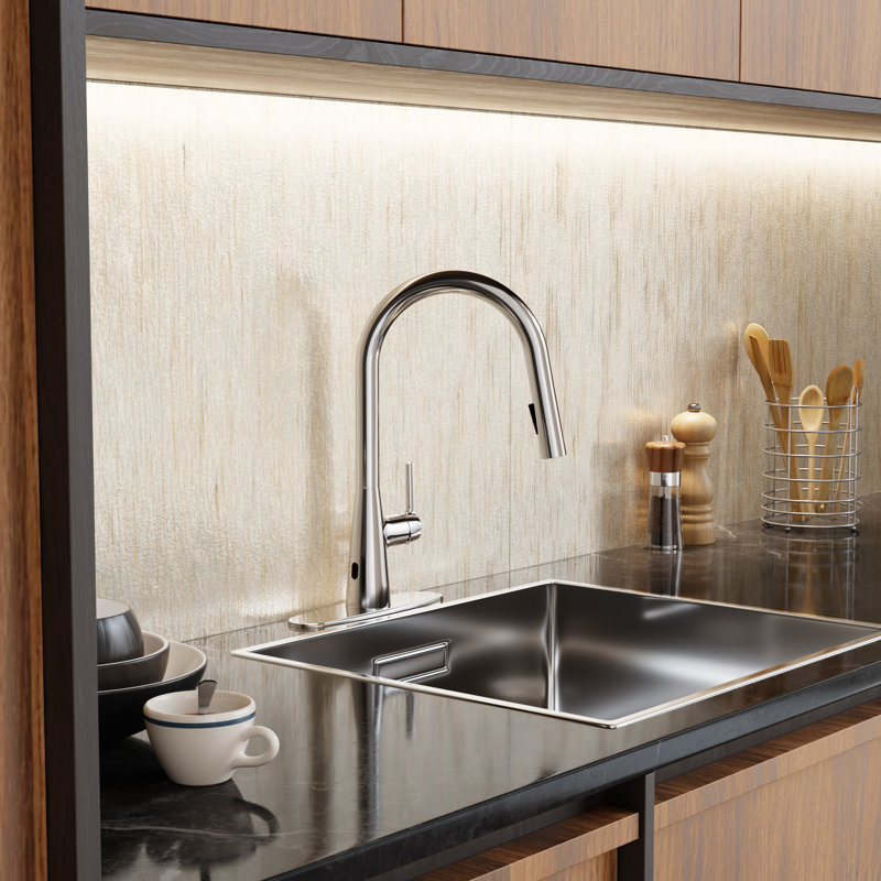Modern Touchless Pull-Down Kitchen Faucet, Chrome