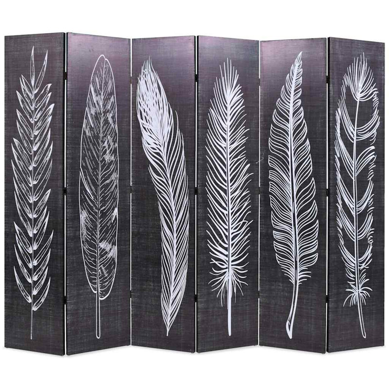 Paravent pliable 89,8 x 66,9 po, plumes, noir