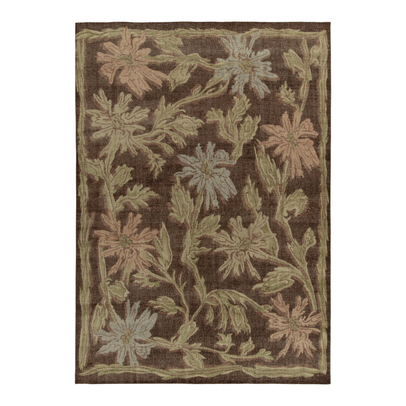 Distressed Homage Hand Knotted Wool Floral Area Rug, Rectangle 15' x 24'