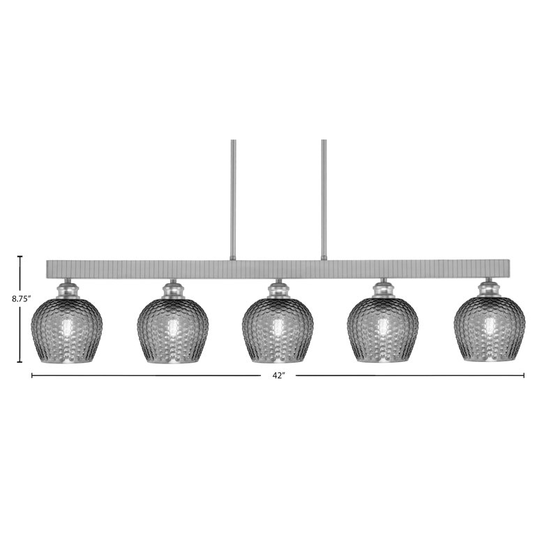 Edge 5 Light Bar With 6" Glass, Smoke, Brushed Nickel
