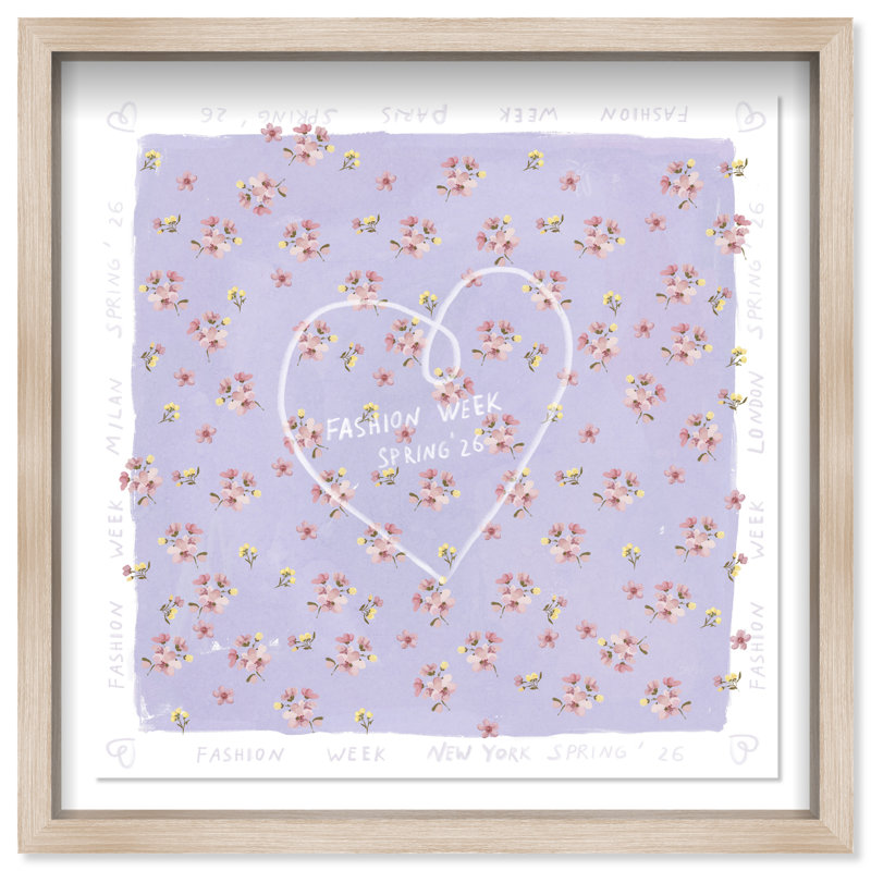 Lilac Spring Fashion Shadowbox Fashion Print by Oliver Gal, Black Frame, 12 x 12, 17.5"H x 17.5"W, Natural Oak Shadowbox