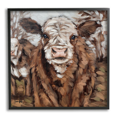 Stupell Industries Country Cattle Traditional By Sara G. Designs - Floater Frame Painting On Wood In Midnight Black Framed Giclee