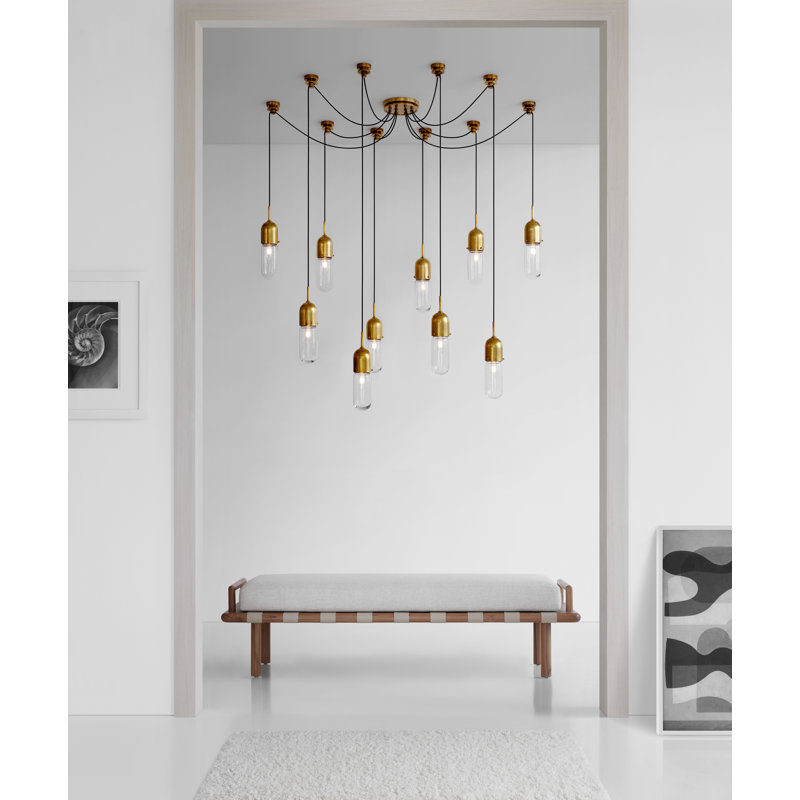 Junio 10 - Light Chandelier, Bronze/Brass, Frosted