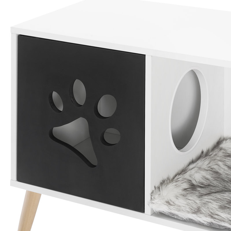 Sam's Pets Convertible 22" Black and White Cat Condo End Table