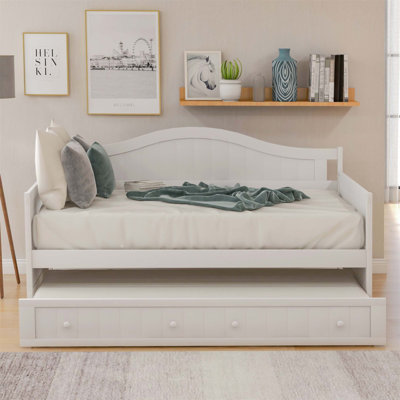 Twin Wooden Daybed With Trundle, Sofa Bed For Bedroom And Living Room, Space-Saving And Durable Design
