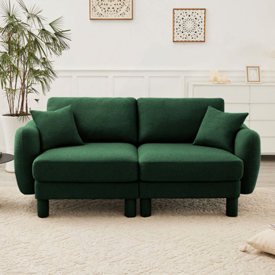 Causeuse en tissu à 2 places avec accoudoirs en forme de coquillage Boucle