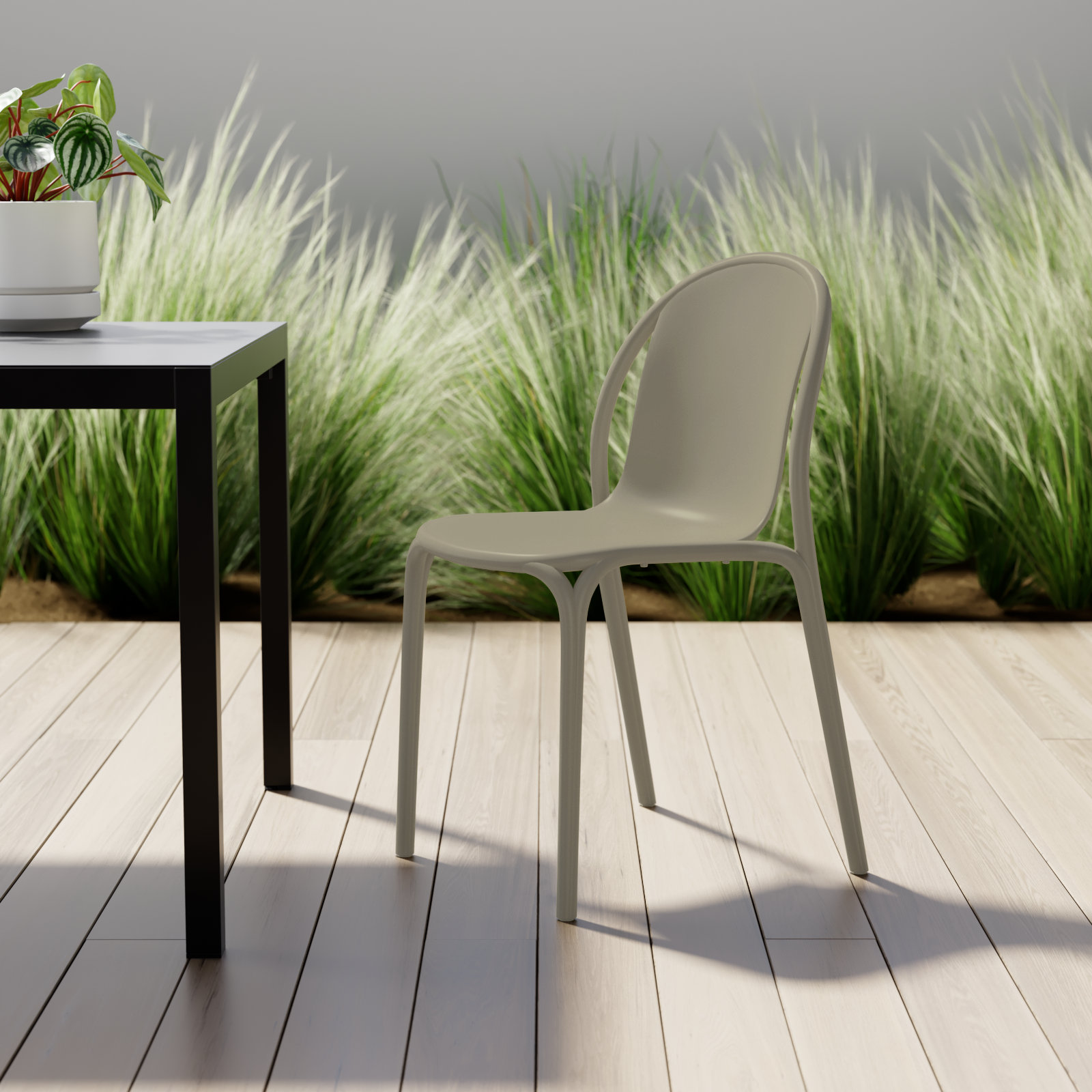 Brooklyn Stackable Patio Side Chair, Ecru