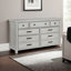 Commode 67 po, 7 tiroirs, gris pâle, poignées de bar noires Brok