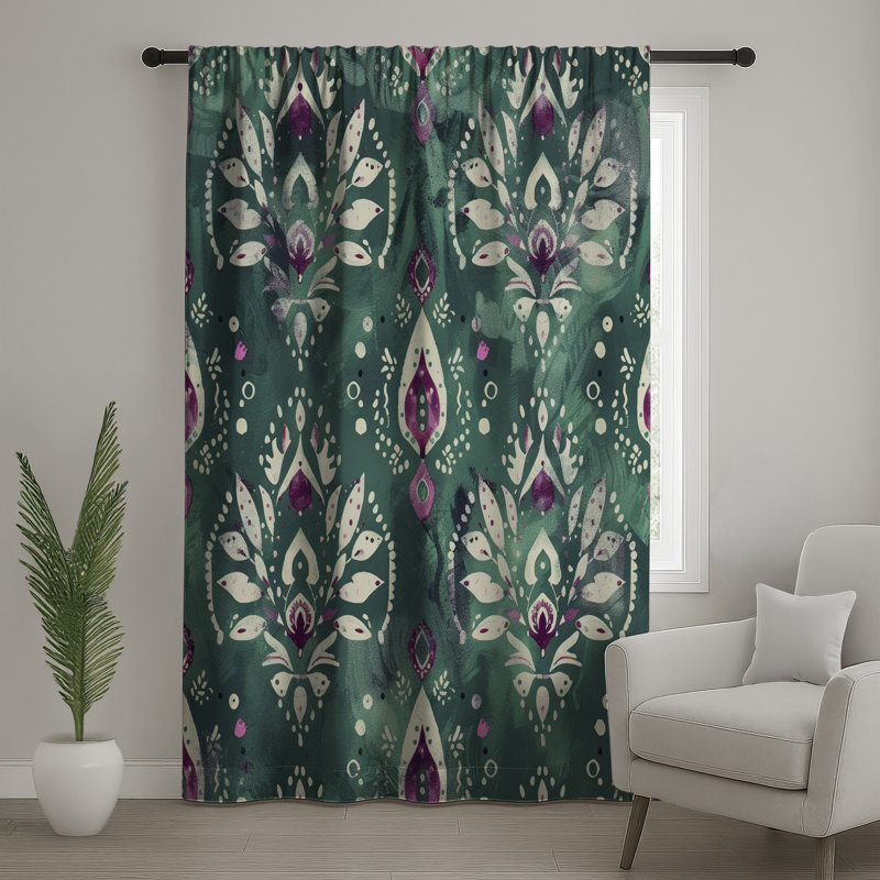 Rideaux à motif floral damassé, voilages et voilages à motif floral - 1 panneau, Blocage, 50 po x 80 po - 1 panneau