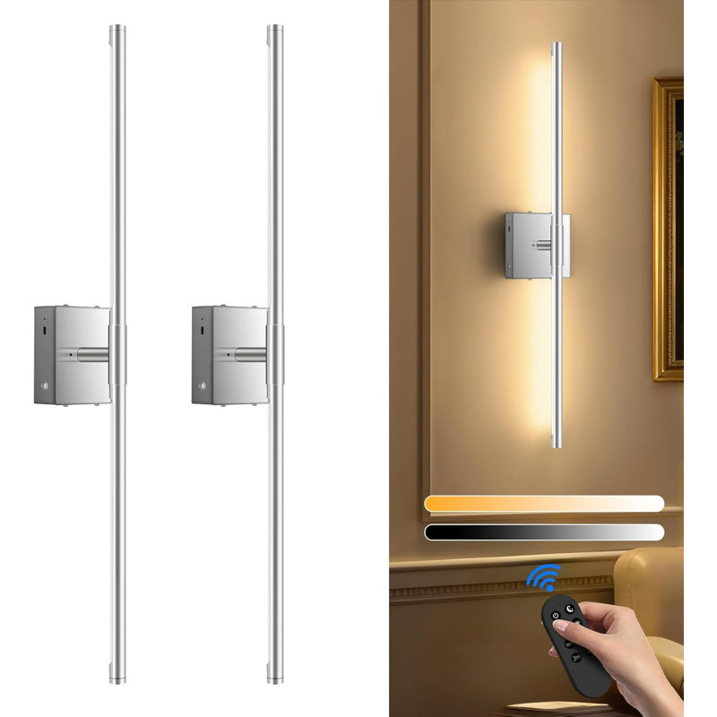 Ensemble de 2 appliques murales rechargeables USB sans fil, Argent argent