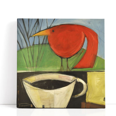 «Coffee and Red Bird», reproduction d'art sur toile